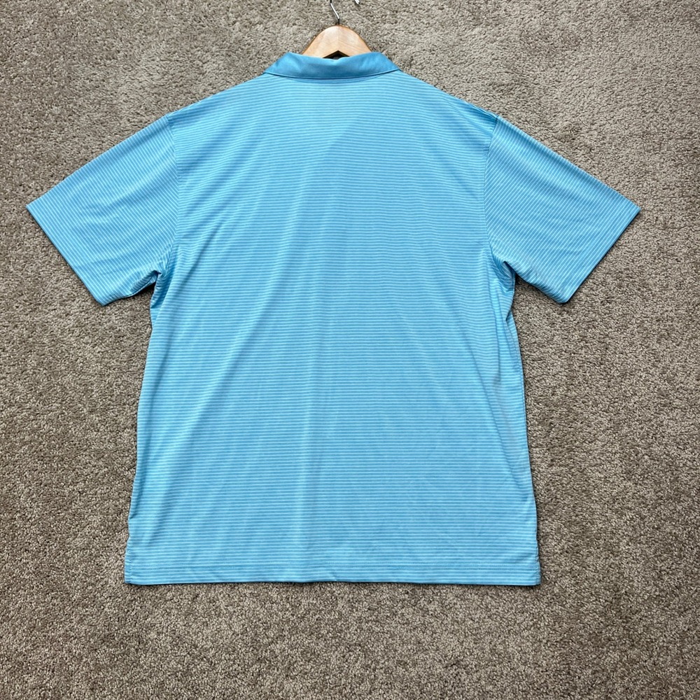 Callaway Polo Shirt Mens XL Blue Striped Short Sleeve 3 Button Placket Opti-Dri - Picture 4 of 9